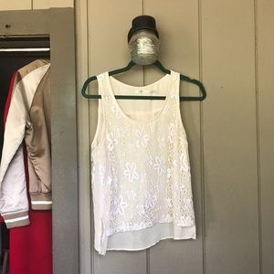 Poetry Lace Eyelet Layered Sheer Tank Top